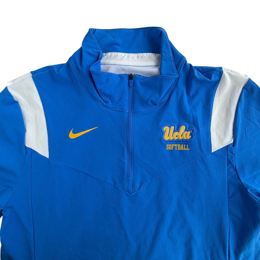 Nike UCLA Bruins Softball Coaches Mens Blue Quarter Zip Jacket Small